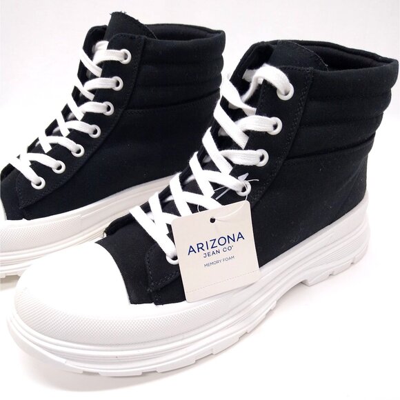 Arizona AZ Deva Flat Heel Booties 10M Platform High-Top Lace-Up Sneakers Sporty - Picture 1 of 10